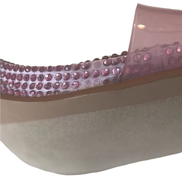Betsey Johnson Pink Rhinestone Square Toe Ankle Strap Stiletto Heels Sz 7.5 - Picture 9 of 12